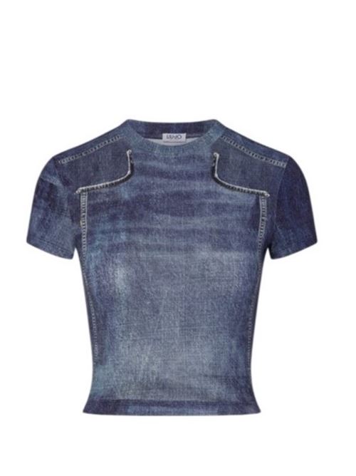 Denim effect cropped T-shirt Liu Jo | UA6502J1624.L9680